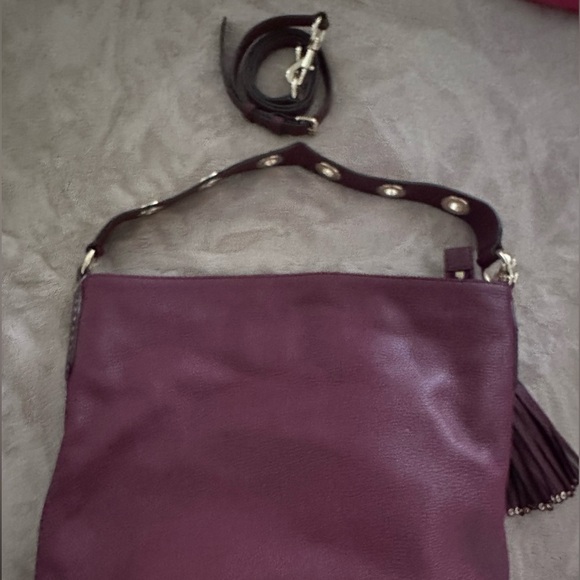 Michael Kors Brooklyn Large Leather Hobo Shoulder Bag Color: Burgundy - Picture 6 of 13